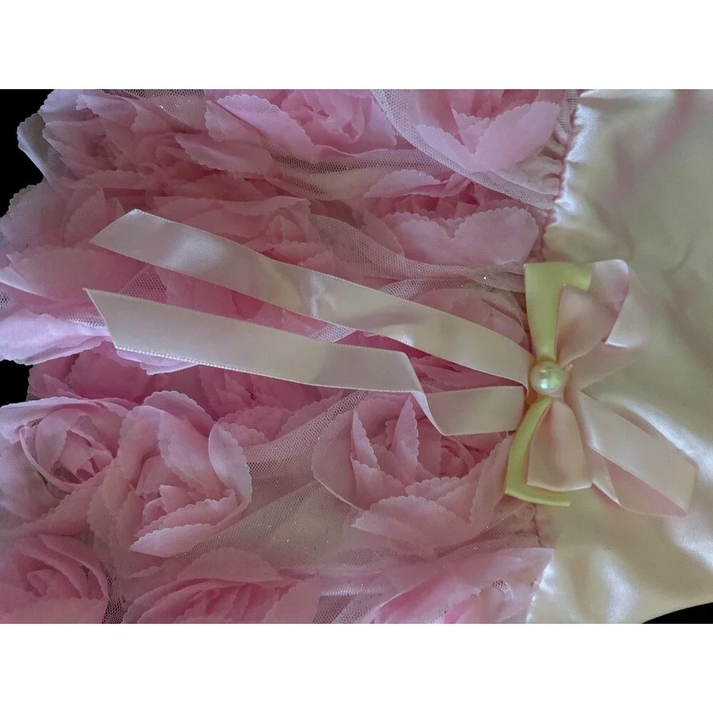 Pink Dog Dress Large Satin Rosette Flower Pet Dress Formal Wedding Party Costume
